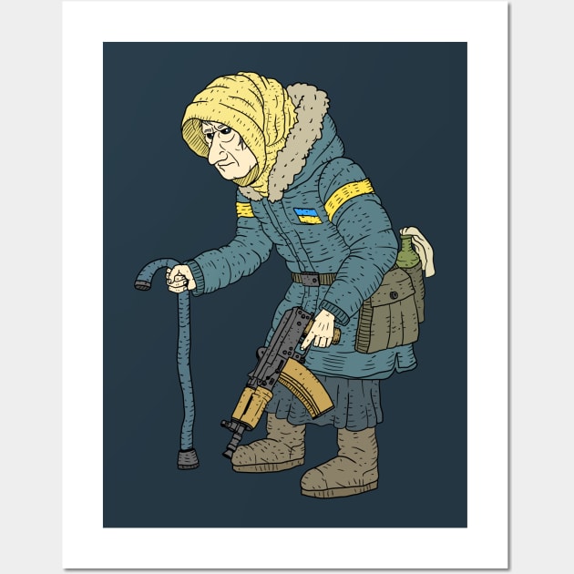 tactical babushka, Ukrainian grandma. Wall Art by JJadx